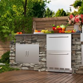 24 Inches Drawer Refrigerator Stainless Steel Dual Drawer Fridge For Home (Option: Silver)