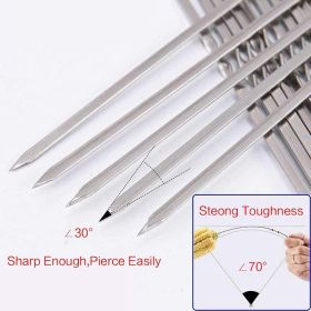 Metal Skewer for Grilling,Kabob Skewer,Flat BBQ Barbecue Skewer,Grilling Skewers Set,Reusable BBQ (Color: Stainless Steel)